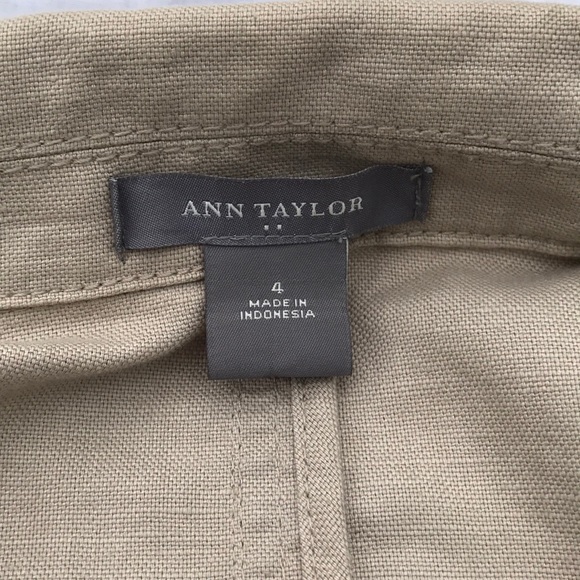 Ann Taylor tan linen blend blazer 3/4 sleeve sz 4 - Picture 6 of 7